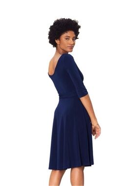 Leota Navy Scoop-Back Midi Dress